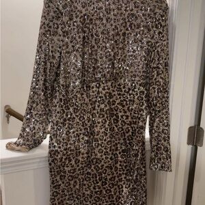 Plus Fashion Nova Leopard Print Sequin Mini Dress